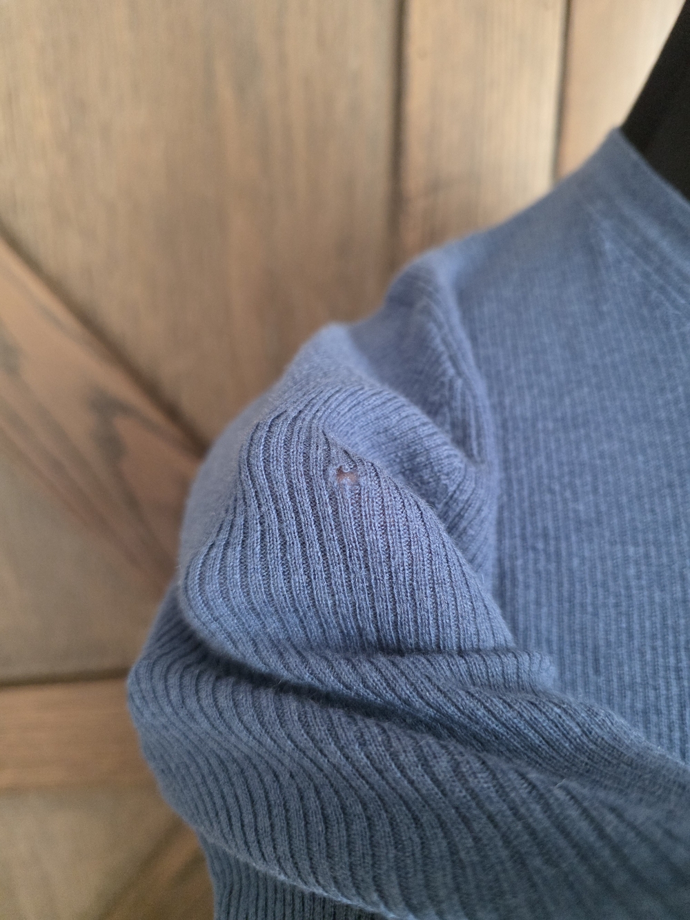 Michael Kors Collection Cashmere Blue Ribbed Crewneck Slim Sweater - Picture 5 of 5